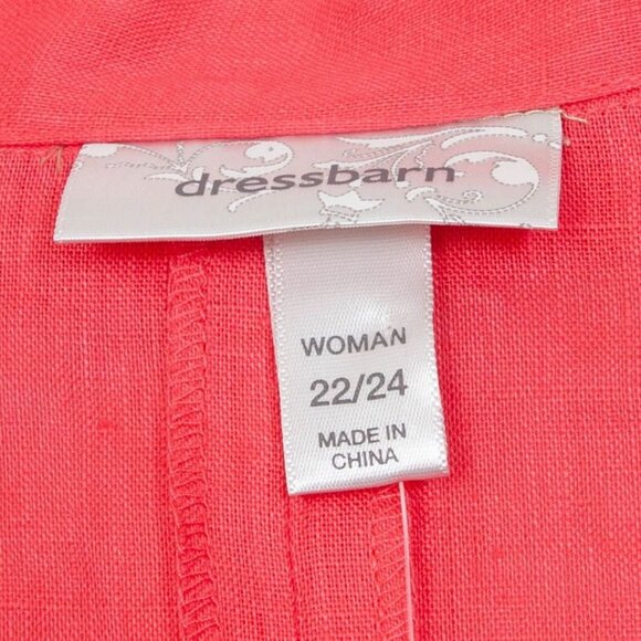 NWT Dress Barn Womens Button Down Linen Shirt‎ Size 22/24 3X Roll Tab Sleeves - Picture 5 of 8